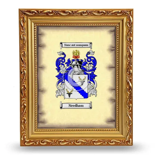Needham Coat of Arms Framed - Gold
