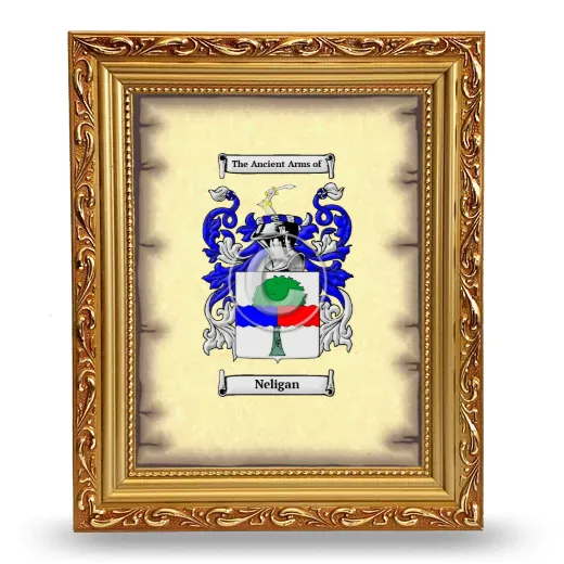 Neligan Coat of Arms Framed - Gold