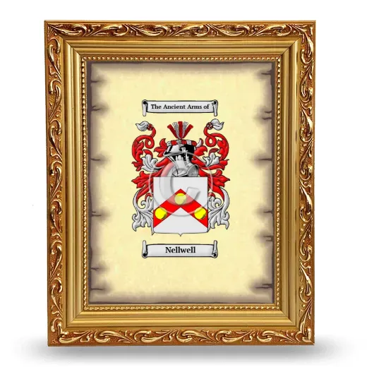 Nellwell Coat of Arms Framed - Gold