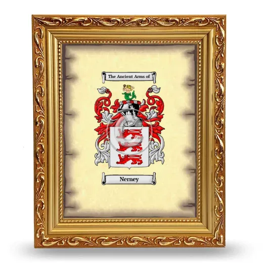 Nerney Coat of Arms Framed - Gold