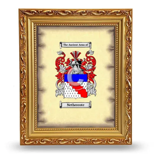 Nethercote Coat of Arms Framed - Gold