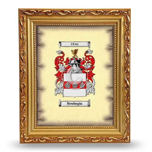 Newbegin Coat of Arms Framed - Gold