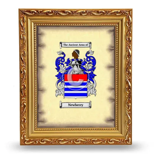 Newberry Coat of Arms Framed - Gold