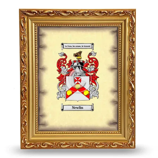 Newlin Coat of Arms Framed - Gold