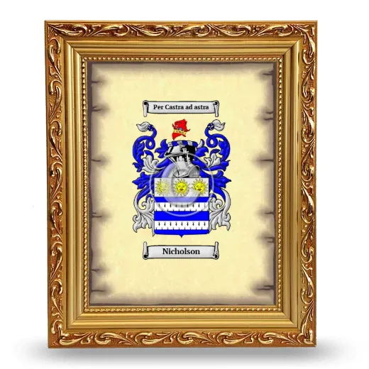 Nicholson Coat of Arms Framed - Gold
