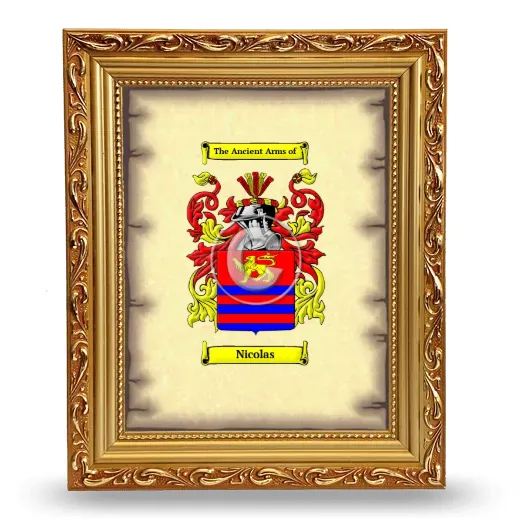 Nicolas Coat of Arms Framed - Gold