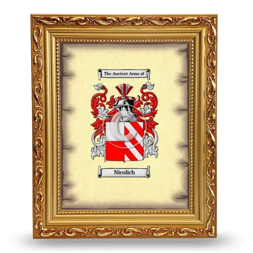 Nicolich Coat of Arms Framed - Gold