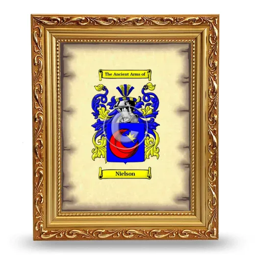 Nielson Coat of Arms Framed - Gold
