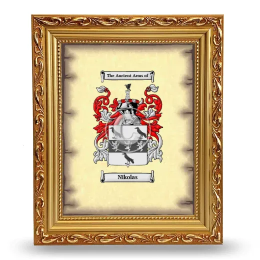 Nikolas Coat of Arms Framed - Gold