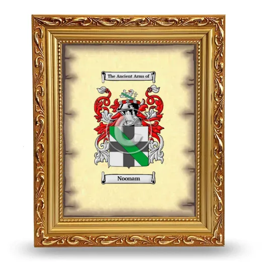 Noonam Coat of Arms Framed - Gold