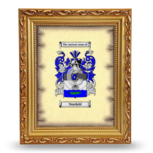 Nordahl Coat of Arms Framed - Gold