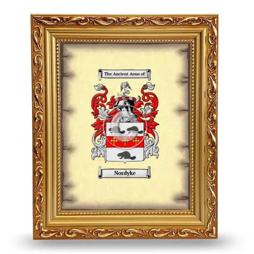 Nordyke Coat of Arms Framed - Gold