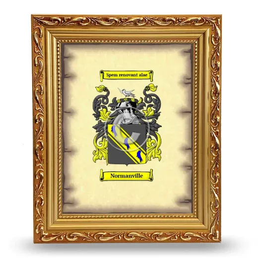 Normanville Coat of Arms Framed - Gold