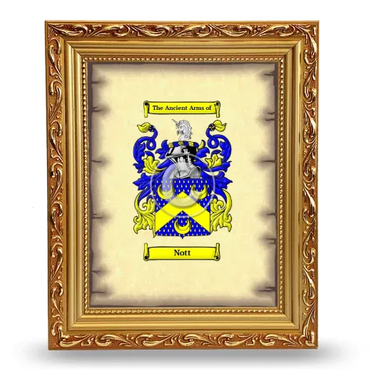 Nott Coat of Arms Framed - Gold