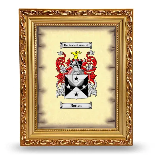 Notten Coat of Arms Framed - Gold