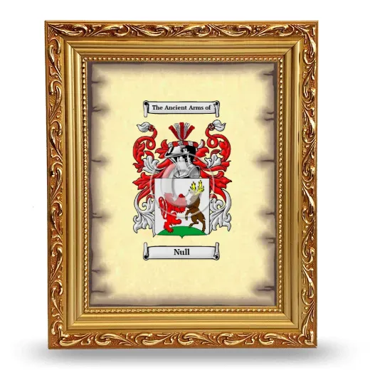 Null Coat of Arms Framed - Gold