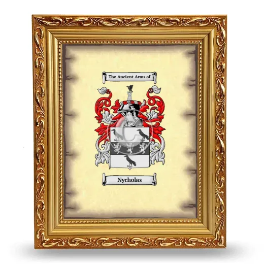 Nycholas Coat of Arms Framed - Gold