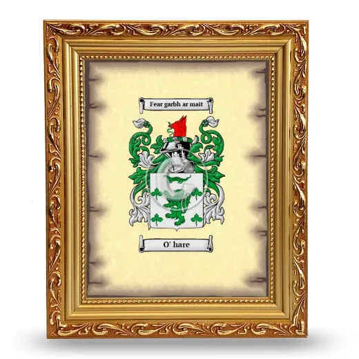 O' hare Coat of Arms Framed - Gold