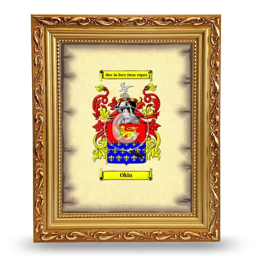 Okin Coat of Arms Framed - Gold