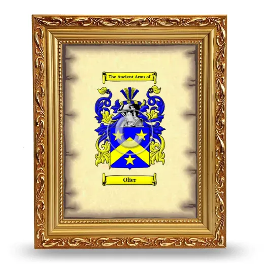 Olier Coat of Arms Framed - Gold