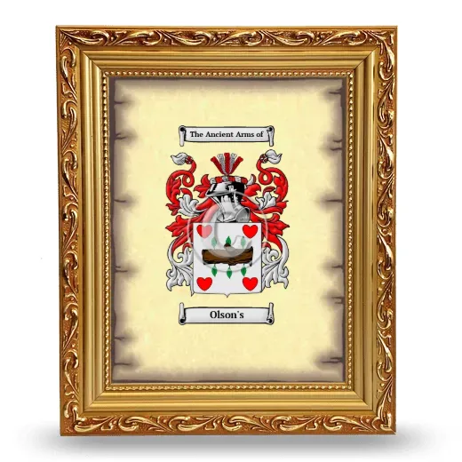 Olson's Coat of Arms Framed - Gold