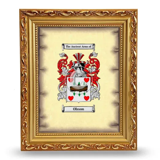 Olsson Coat of Arms Framed - Gold