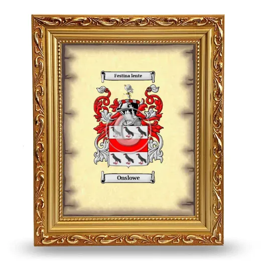 Onslowe Coat of Arms Framed - Gold