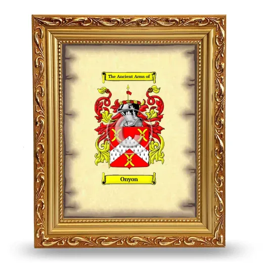 Onyon Coat of Arms Framed - Gold