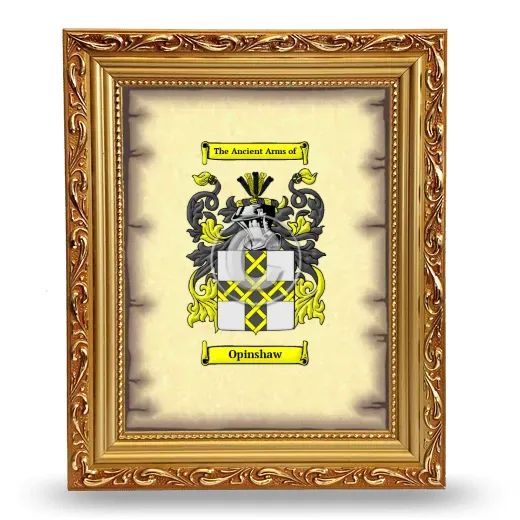 Opinshaw Coat of Arms Framed - Gold