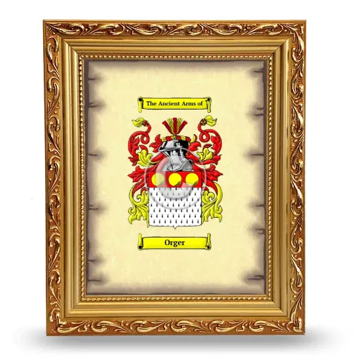 Orger Coat of Arms Framed - Gold