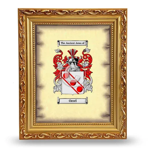 Orrel Coat of Arms Framed - Gold