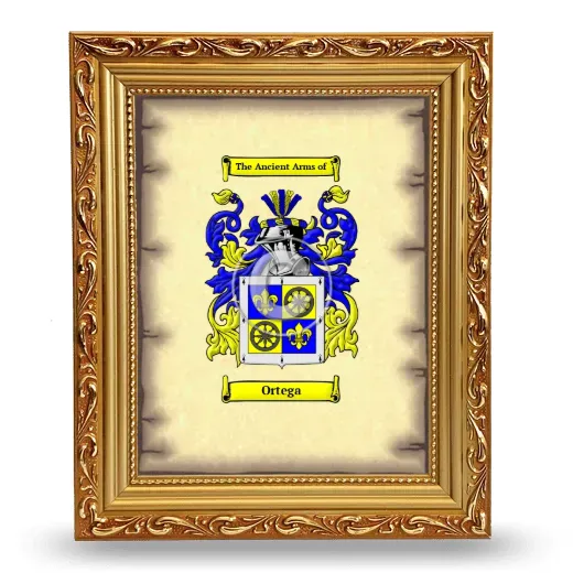 Ortega Coat of Arms Framed - Gold