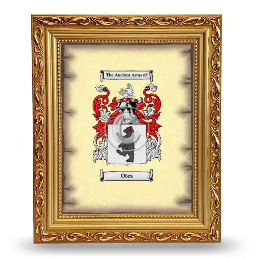 Otes Coat of Arms Framed - Gold