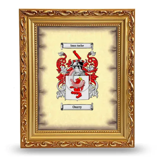 Ourry Coat of Arms Framed - Gold