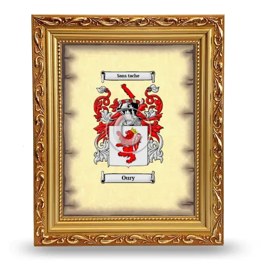 Oury Coat of Arms Framed - Gold