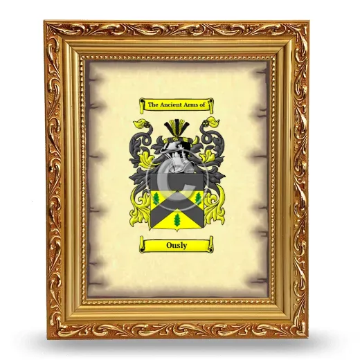 Ously Coat of Arms Framed - Gold