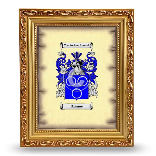 Ozanne Coat of Arms Framed - Gold