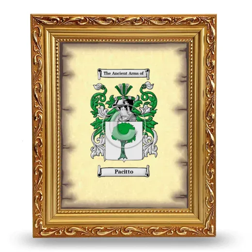 Pacitto Coat of Arms Framed - Gold