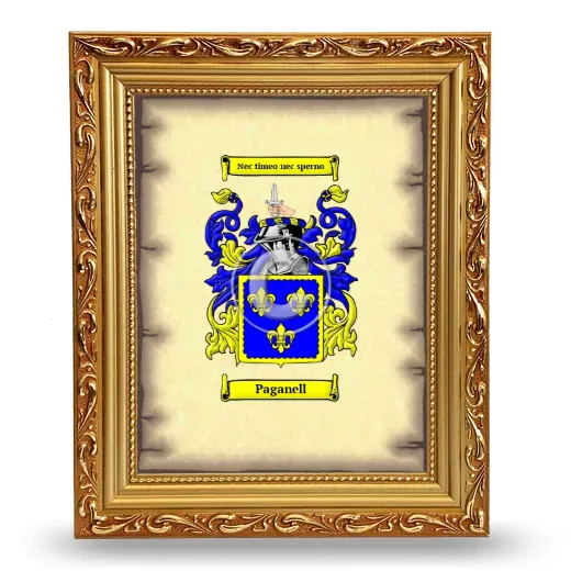 Paganell Coat of Arms Framed - Gold