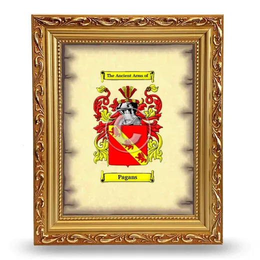 Pagans Coat of Arms Framed - Gold