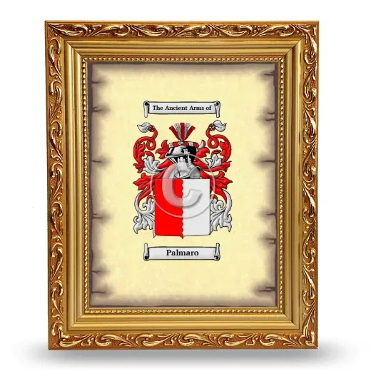 Palmaro Coat of Arms Framed - Gold