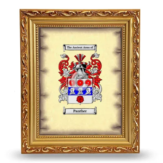 Panther Coat of Arms Framed - Gold