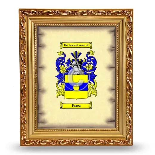 Parez Coat of Arms Framed - Gold
