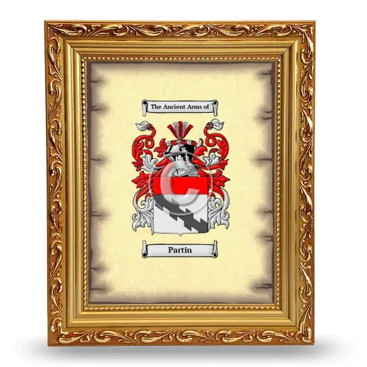 Partin Coat of Arms Framed - Gold
