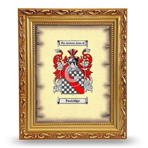 Partridge Coat of Arms Framed - Gold