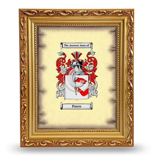 Pasco Coat of Arms Framed - Gold