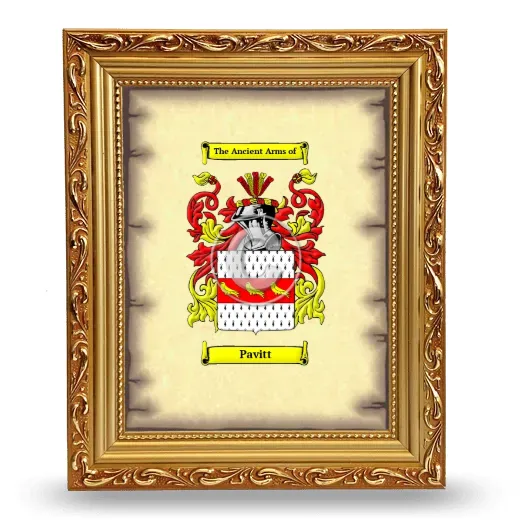 Pavitt Coat of Arms Framed - Gold