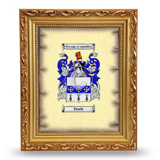 Pawle Coat of Arms Framed - Gold