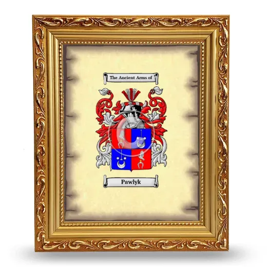 Pawlyk Coat of Arms Framed - Gold
