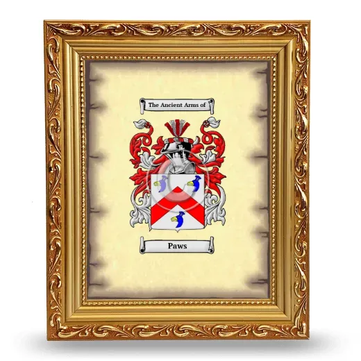 Paws Coat of Arms Framed - Gold